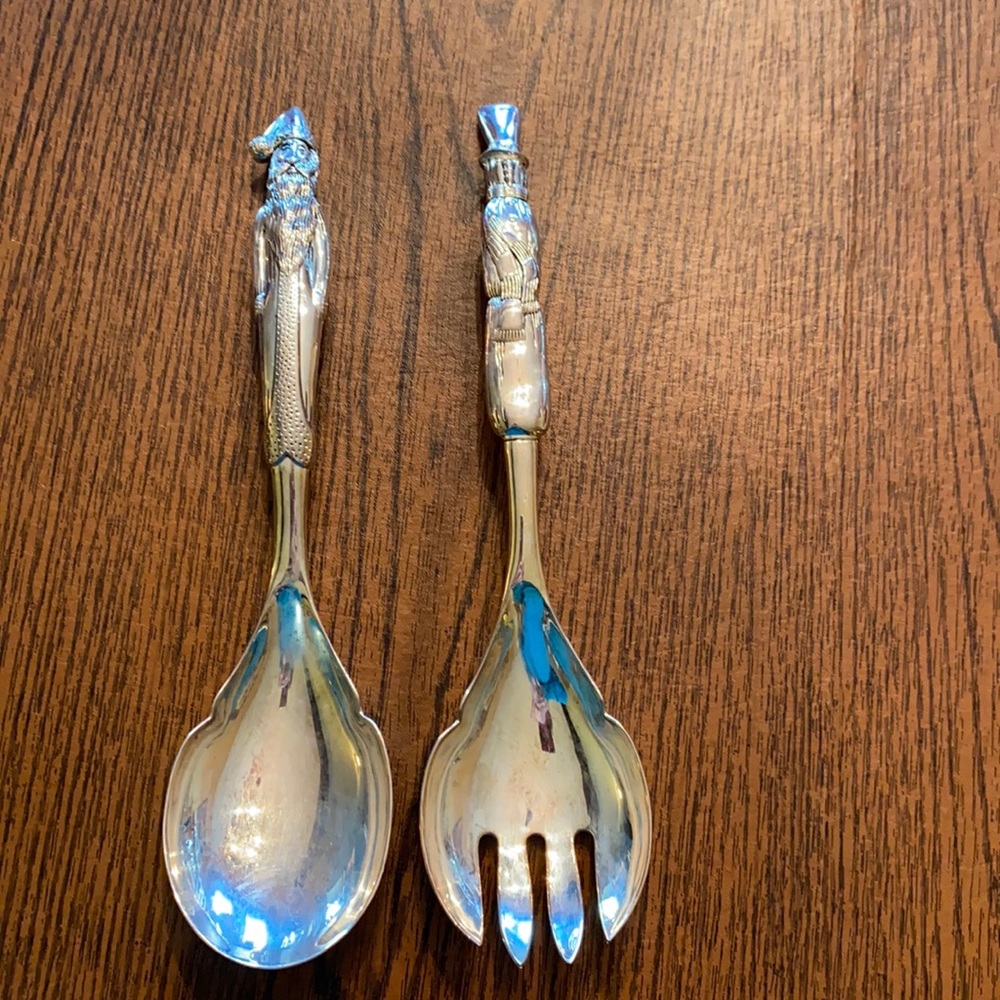 Christmas silver salad spoons.